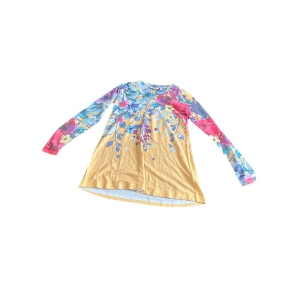 Soft Surroundings Tops - Soft Surroundings Delphina Knit Sweater Tunic Women Size Xs Yellow Multi Floral